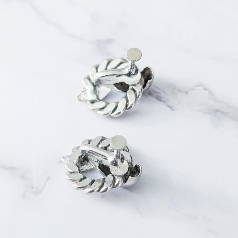 Vintage Screw On Earrings Silver Tone - Small Mark